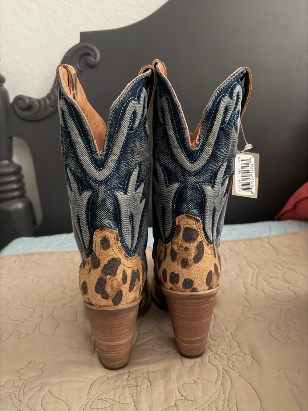 dingo Leopard & Denim Western Heeled Boots - Picture 5 of 8